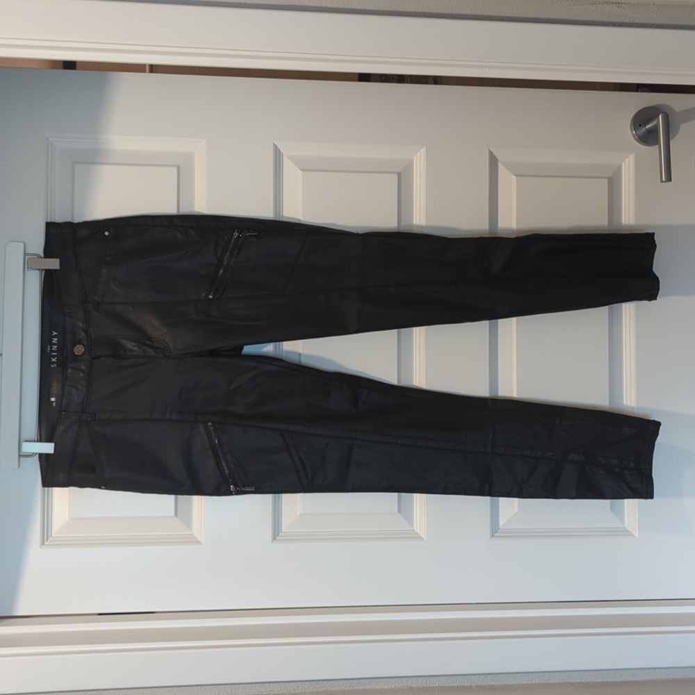 White House Black Market Black Pleather Pants Size 8